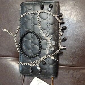 NWT Jane & Berry Heart Quilted Zip Wallet and Jewelry